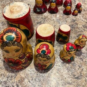 3 Colorful wooden Russian Nesting Dolls